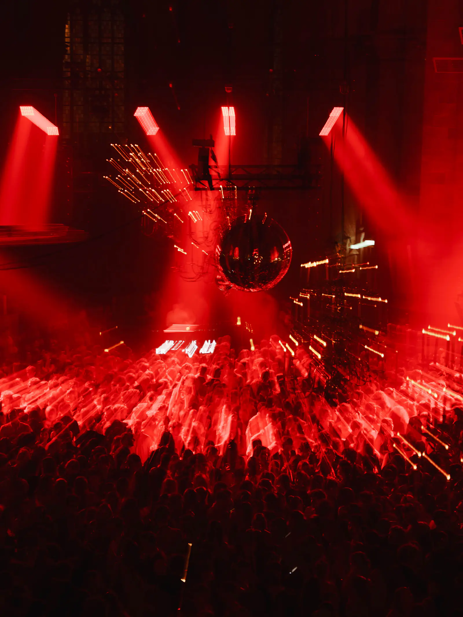 Large Erasmus Gala crowd lit in red from above